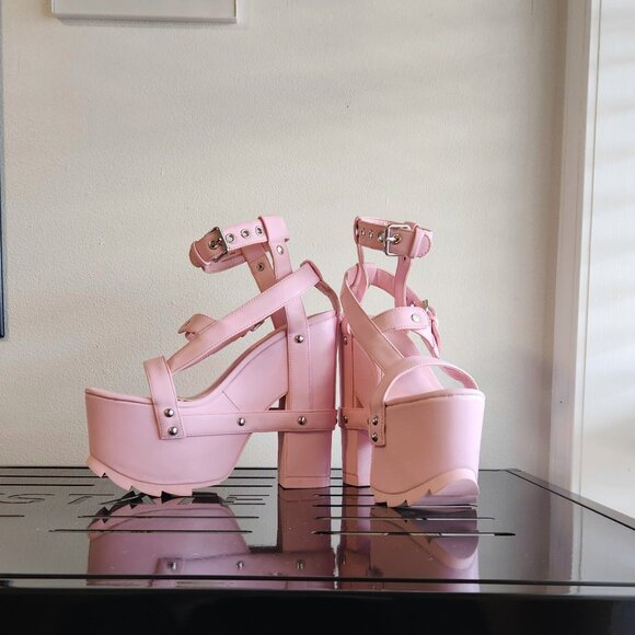 Pink platform sandals size 7 from YRU - Picture 4 of 6